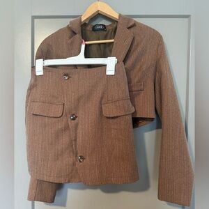 Cider Brown Blazer and Skirt Set